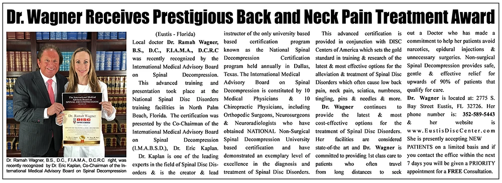 Chiropractor Eustis FL Ramah Wagner News Article